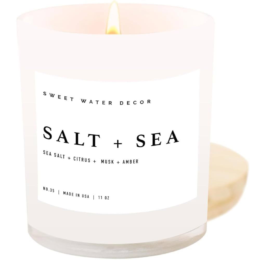 Sweet Water Decor Salt + Sea Candle | Sea Salt, Citrus, Amber, Musk, Beach Scented Soy Candles fo... | Amazon (US)