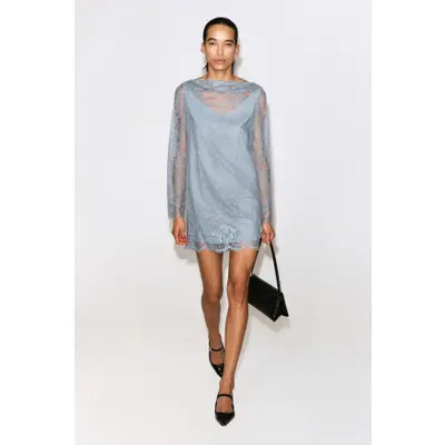 Boat-Neck Lace Mini Dress | Nordstrom