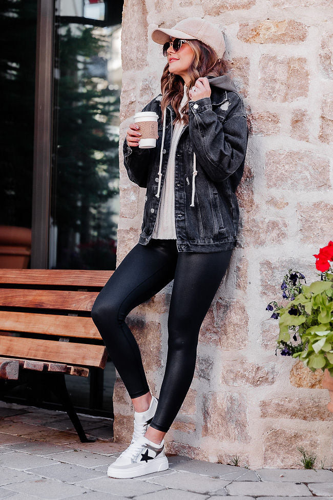 Parker Charcoal Hooded Denim Jacket Amber Massey X Pink Lily | Pink Lily