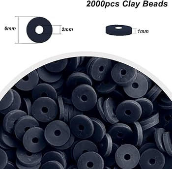 2000pcs Black Clay Beads for Bracelets Making - Heishi Polymer Flat Disc Spacer Clay Bead for Jew... | Amazon (US)