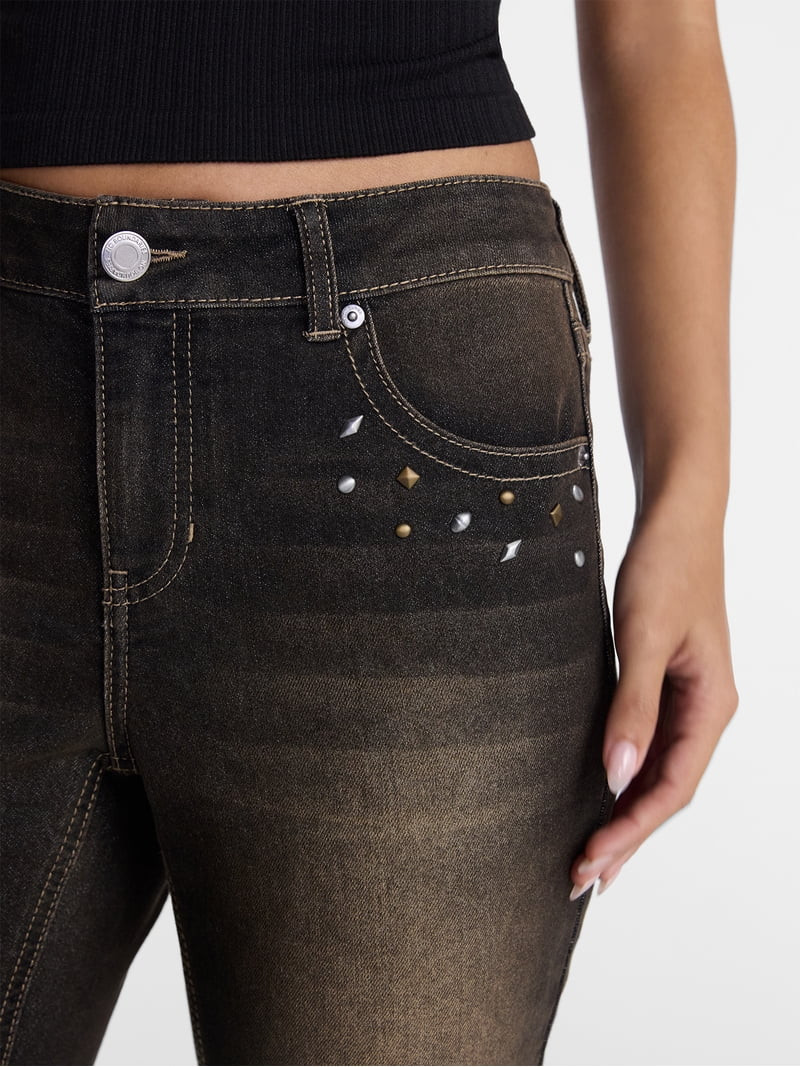 No Boundaries Novelty Stitch Bootcut Jeans, 32.5" Inseam, Women's 00-20 | Walmart (US)