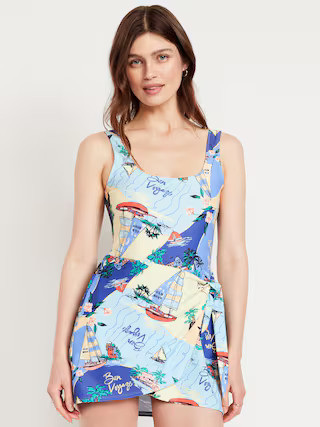 Matte Side-Tie Swim Dress | Old Navy (US)