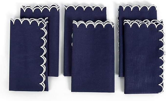 Cloth Napkins, Everyday Use Scallop Design, Premium Quality Natural Cotton Napkin Set of 6 Perfec... | Amazon (US)