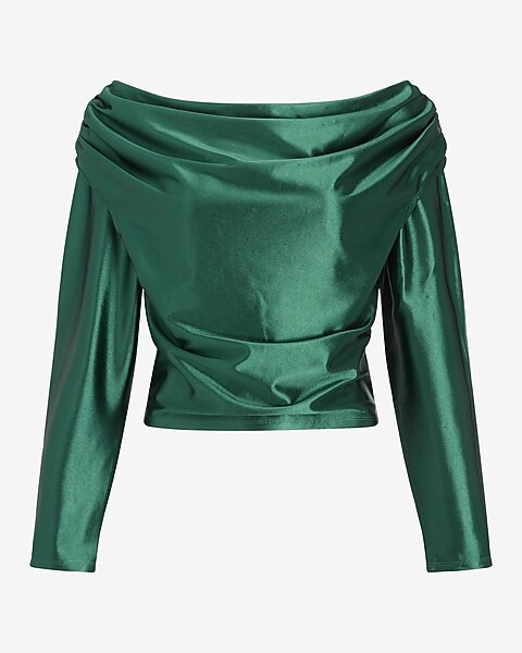 Satin Draped Shoulder Top | Express