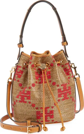 T Monogram Straw Bucket Bag | Nordstrom