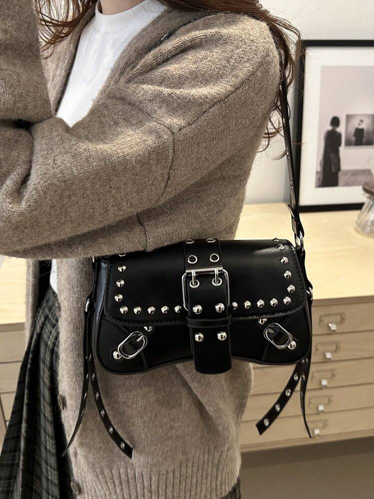 Black Stud Purse  | SHEIN