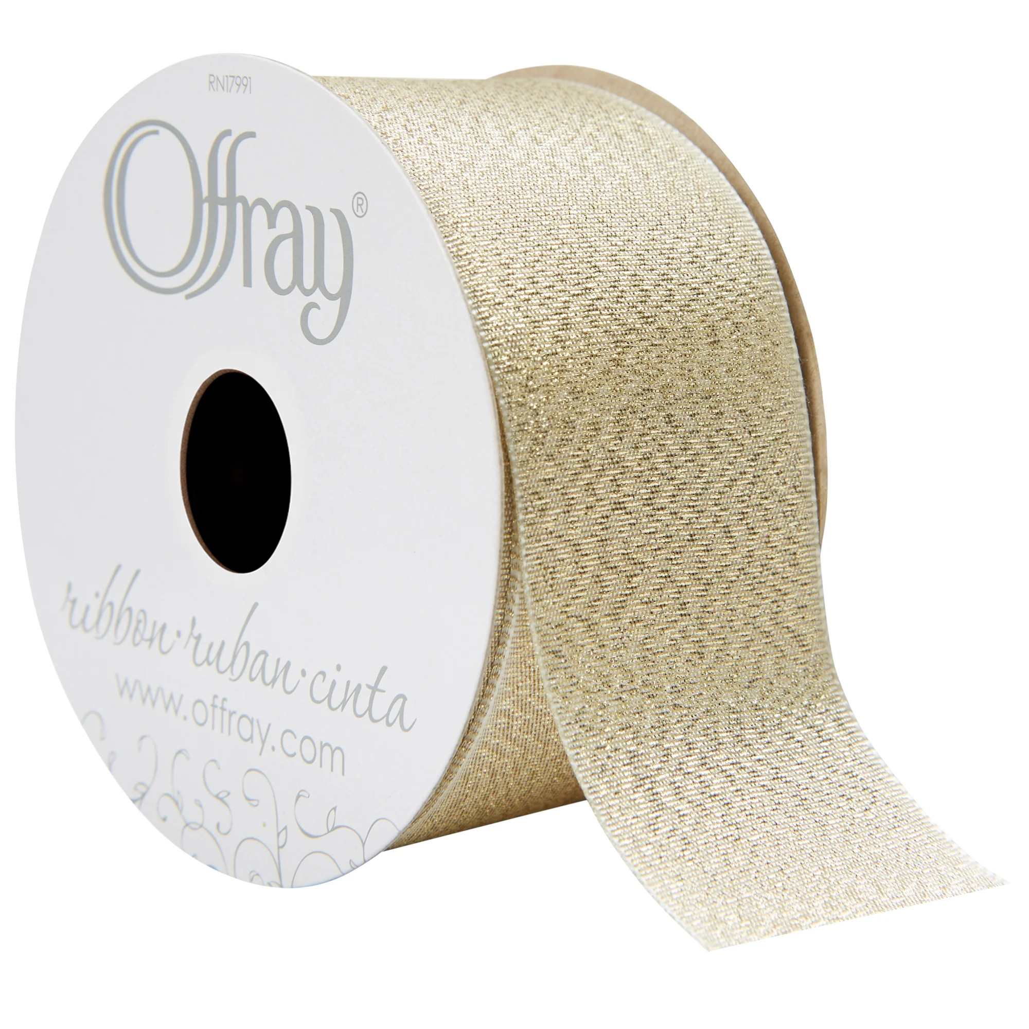 Offray Ribbon, Metallic Gold Dust 1 1/2 inch Grosgrain Polyester Ribbon for Sewing, Crafts, and G... | Walmart (US)