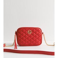 Red Faux Leather Quilted Crossbody Bag New Look | New Look (UK)