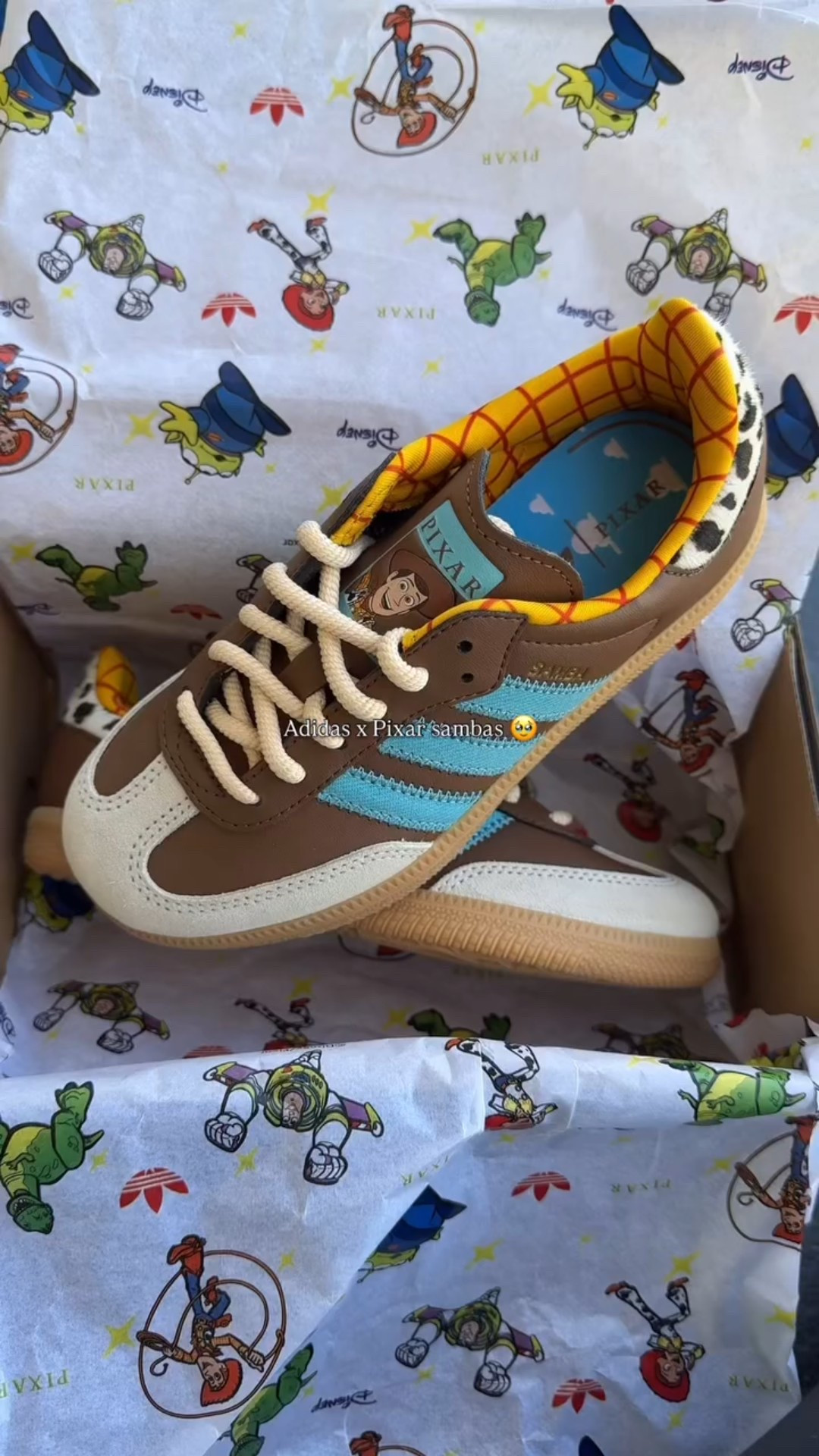 @pixar @disney Can I please have these in adult size 🥹 

#disney #pixar #adidas #sambas #kidsshoes