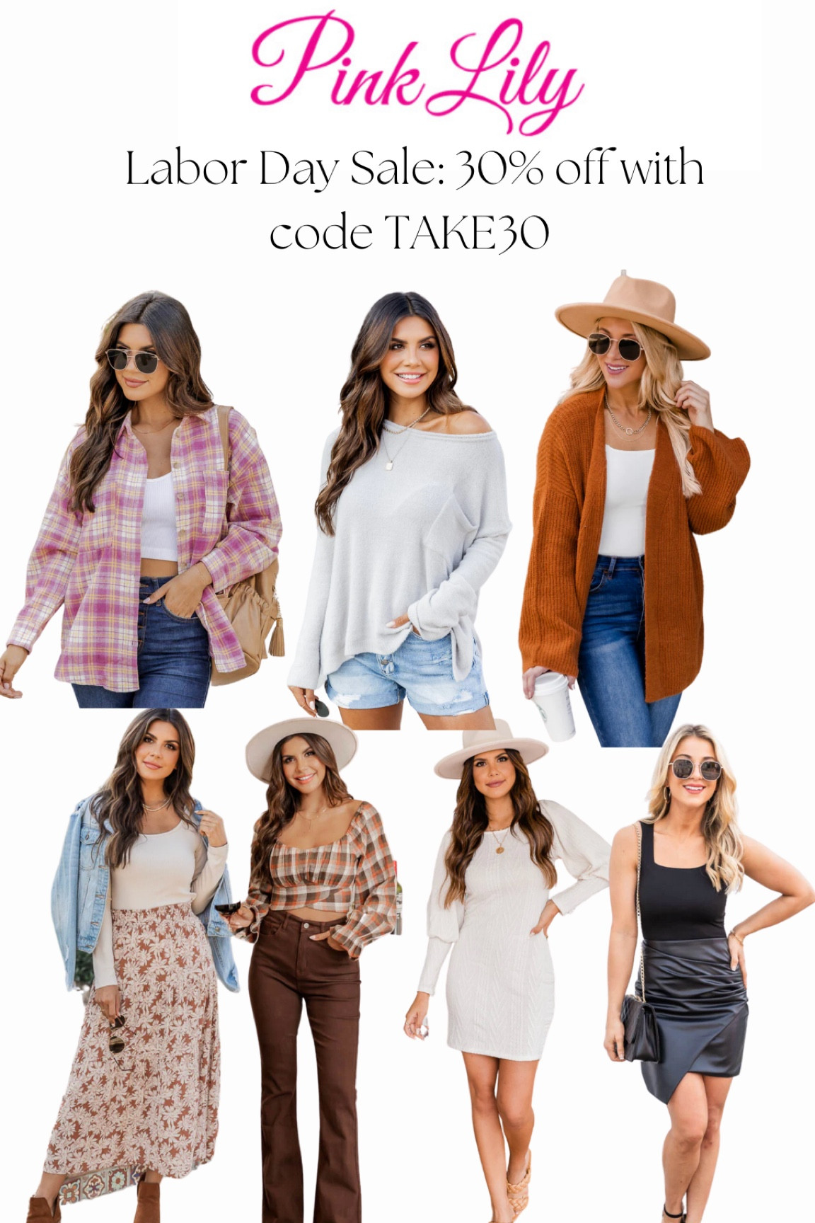 Pink Lily Labor Day sale finds! Last day! Use code TAKE30 for 30% off site wide, including new arrivals! Such great fall staples available! 

#LTKsalealert #LTKSale #LTKSeasonal