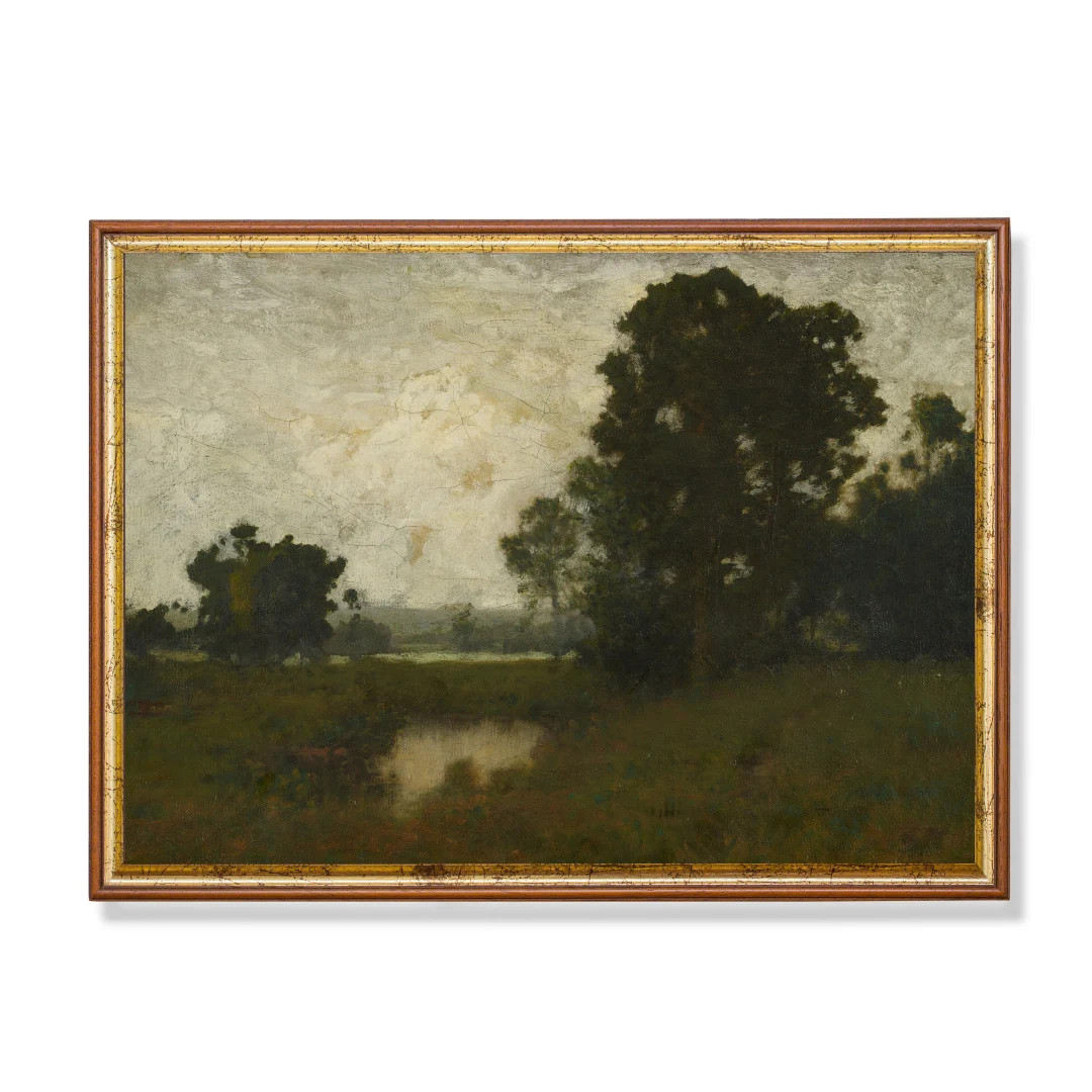 Mailed Print Vintage Oil Painting Print Meadow Landscape Print Moody Antique Forest Art Nature Ru... | Etsy (US)