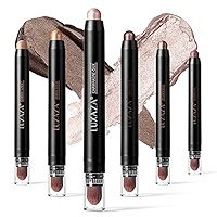 LUXAZA 6 PCS Neutral and Brown Metallic Eyeshadow Stick,Shimmer Cream Eyeshadow Pencil Crayon,Cha... | Amazon (US)