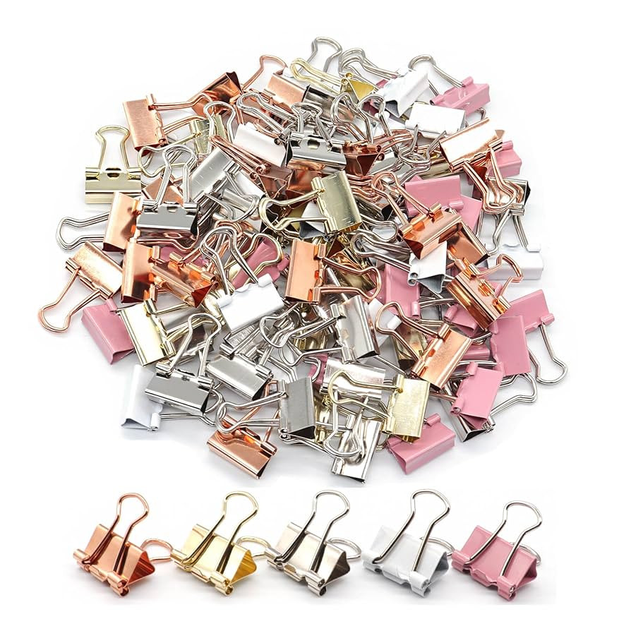 Mini Binder Clips, Paper Clip, Small Paper Clamps 15mm (5/8 inch), 100 Pack Micro Size Office Cli... | Amazon (US)
