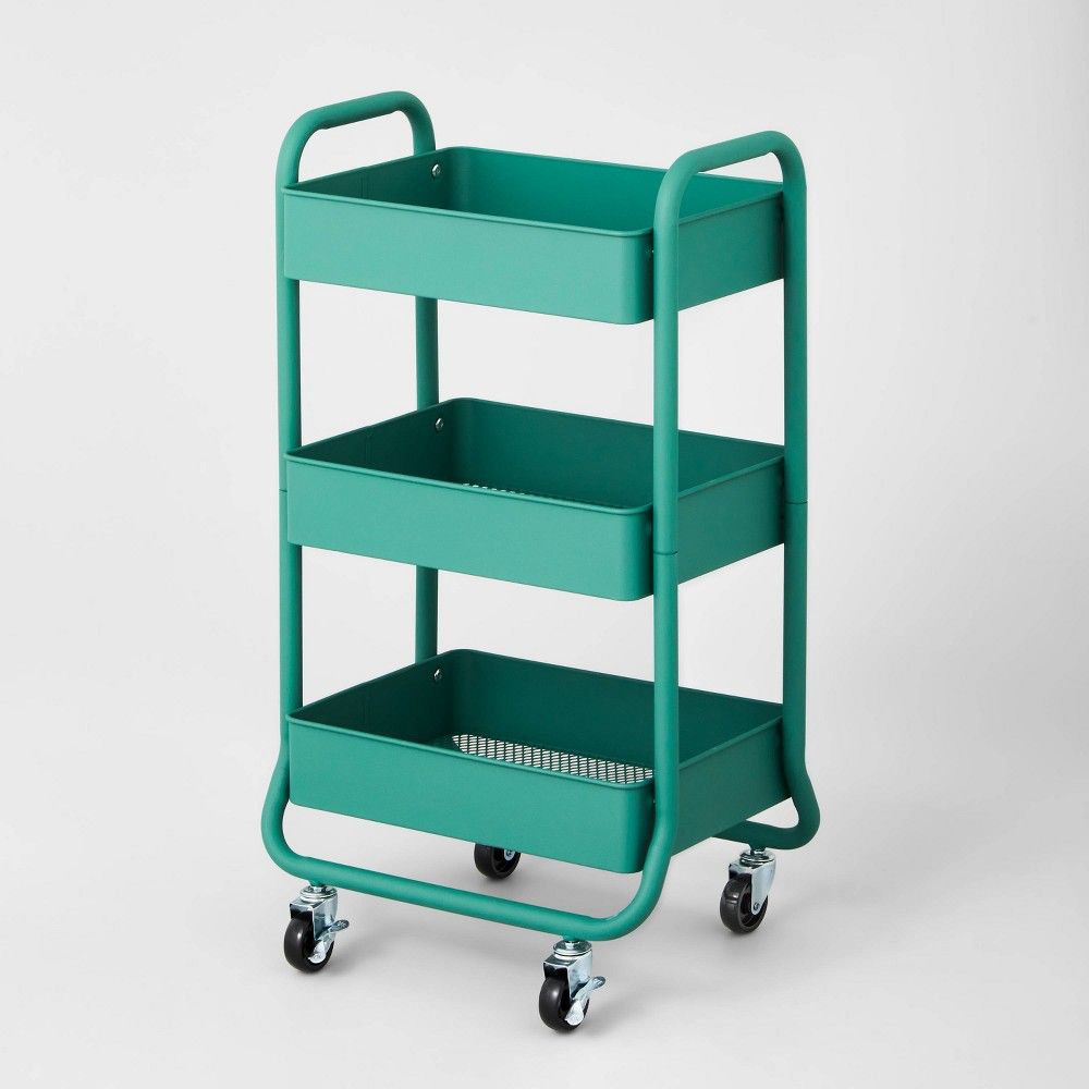 3 Tier Metal Utility Cart Green - Brightroom | Target