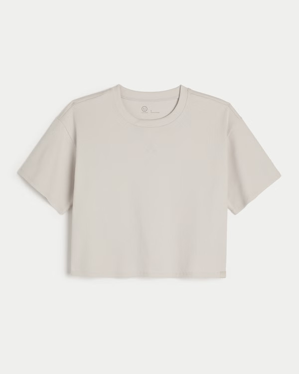 Women's Gilly Hicks Ribbed Boxy Crew T-Shirt | Women's Tops | HollisterCo.com | Hollister (US)