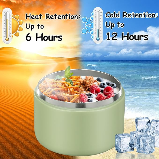 12oz Insulated Vacuum Food Jar with Buckle Lid Wide Mouth Soup Thermo for Hot Food Kids Leakproof... | Amazon (US)