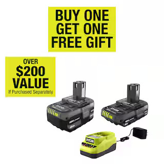 RYOBI ONE+ 18V Lithium-Ion Starter Kit with 2.0 Ah Battery, 4.0 Ah Battery, and Charger PSK106SB ... | The Home Depot