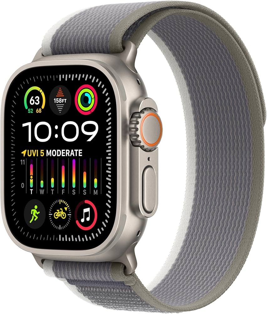 Apple Watch Ultra 2 [GPS + Cellular 49mm] Smartwatch with Rugged Titanium Case & Green/Gray Trail... | Amazon (US)
