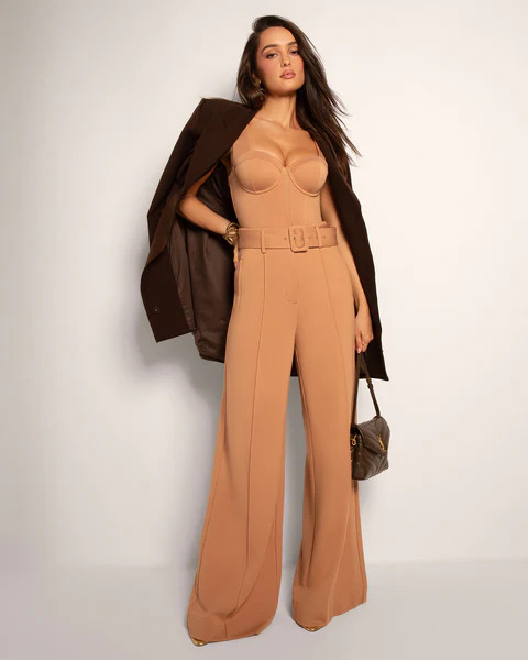 Belted Wide Leg Ponte Pant | TA3