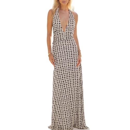 Y2k Womens Boho Floral Print Spaghetti Strap Maxi Bodycon Dress Summer Backless Dresses Beach Vac... | Amazon (US)