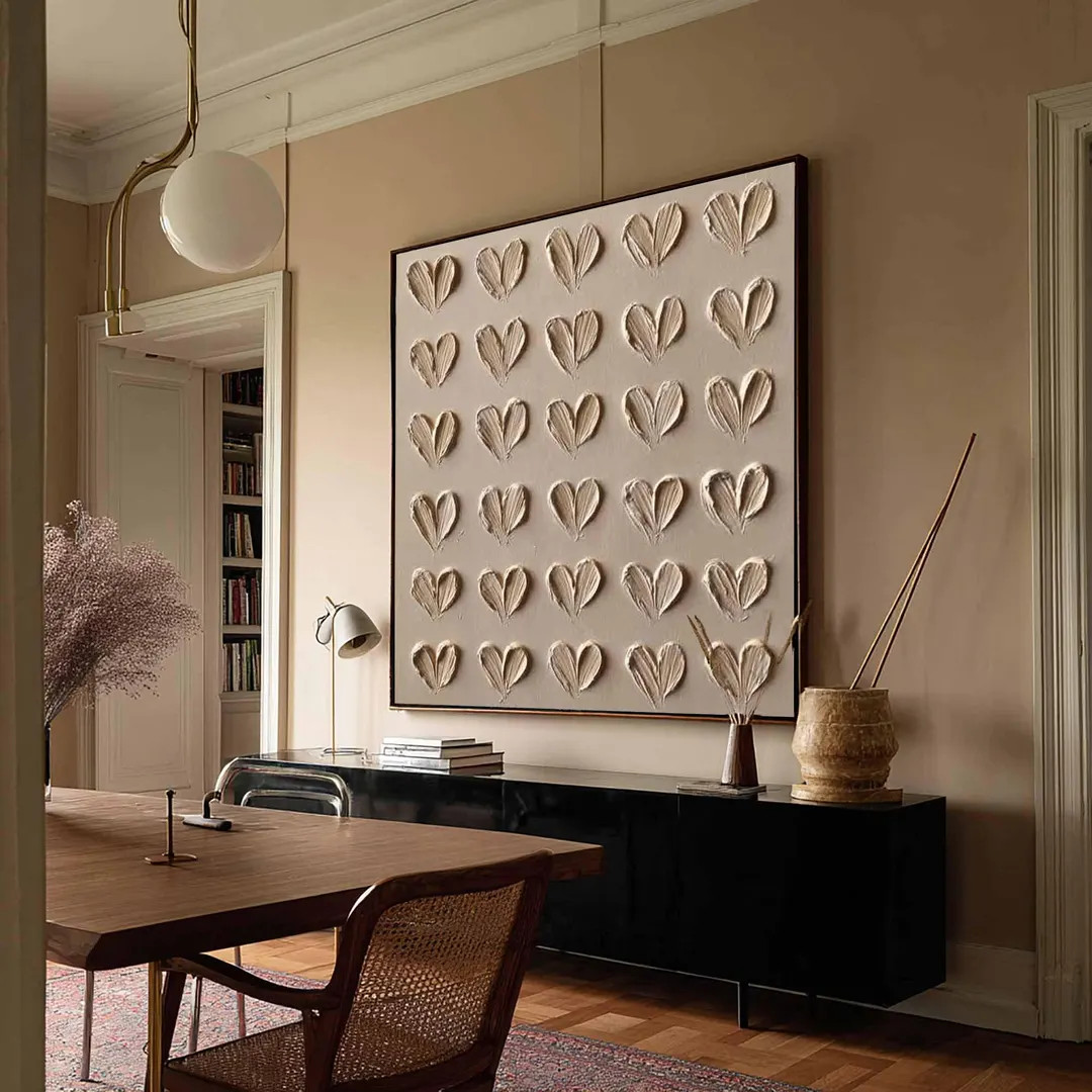 Brown 3D Textured Wall Art Wabi-sabi Minimalist Decor Pure Brown Heart-shaped Texture Painting Pu... | Etsy (US)