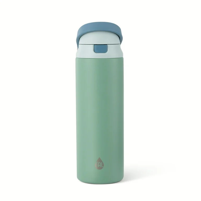 TAL 24oz Stainless Steel 2-in-1 Straw and Chug Water Bottle with Push Lid, Sage | Walmart (US)