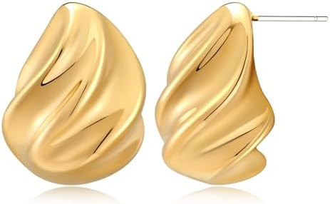 Polished Twisted Stud Earrings for Women Gold Silver Chunky Studs Earrings for Birthday Jewelry | Amazon (US)