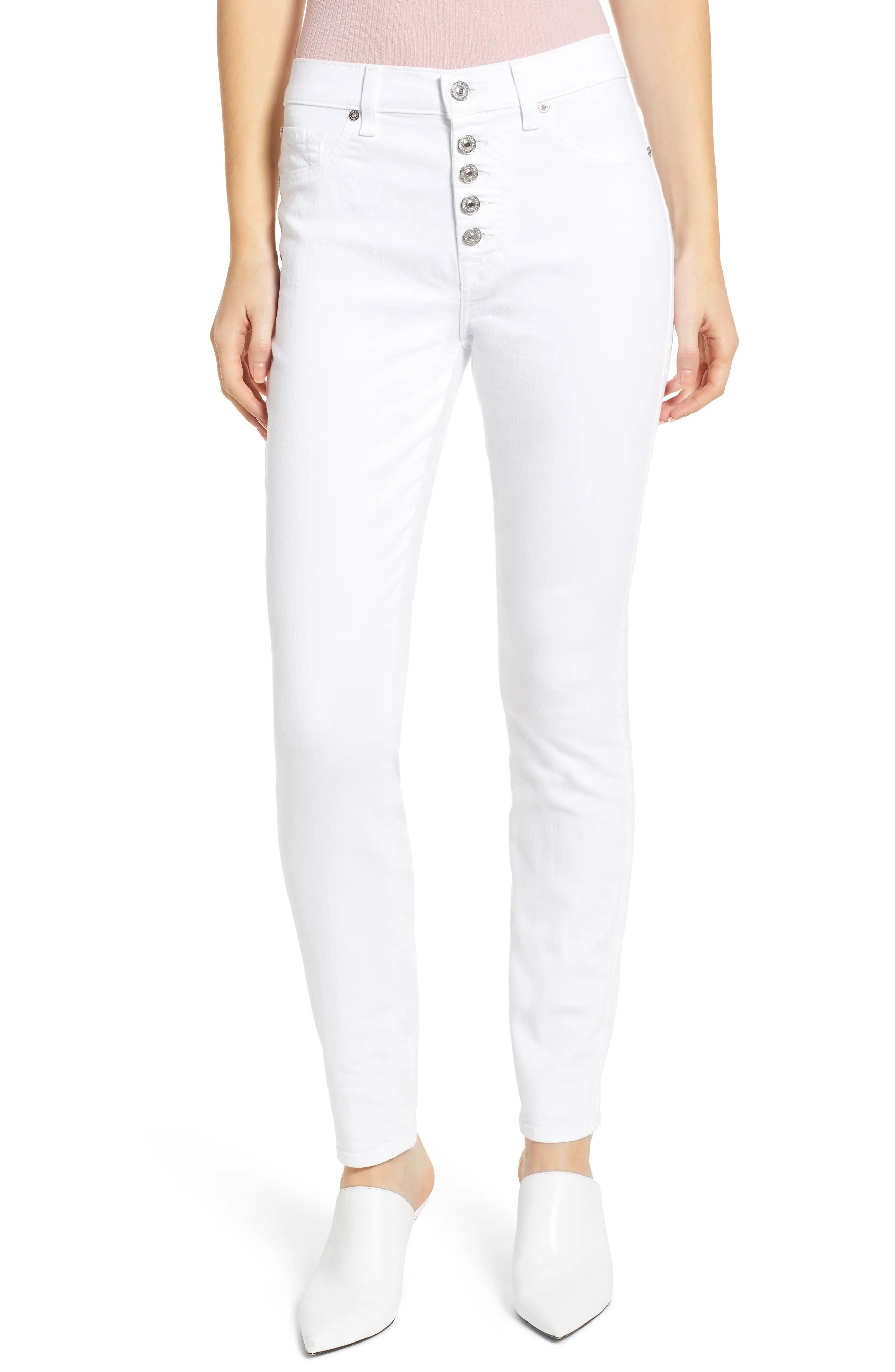 7 For All Mankind® Button Fly High Waist Ankle Skinny Jeans | Nordstrom | Nordstrom