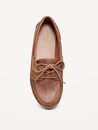 Faux-Leather Boat Shoes for Women | Old Navy (US)