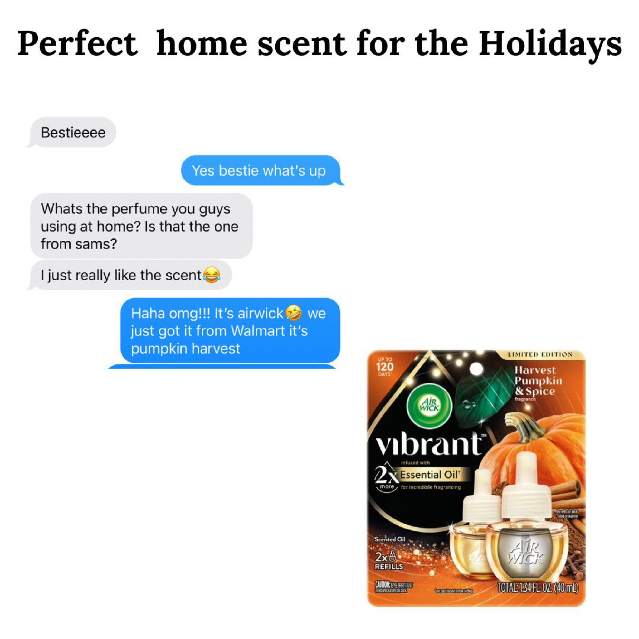 Home scent for the holidays🦃🥧 
always get major compliments and asked what we use! 



air freshener, airwick, home and living, pumpkin harvest, harvest home, seasonal, thanksgiving prep, holiday home, seasonal harvest, festive aromas, seasonal scents, cozy home, holiday fragrance, festive freshness

#LTKSeasonal #LTKHome #LTKHoliday