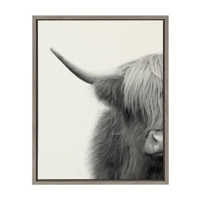 18" x 24" Sylvie Highland Cow Crop Framed Canvas Wall Art by The Creative Bunch Studio Gray - Kat... | Target