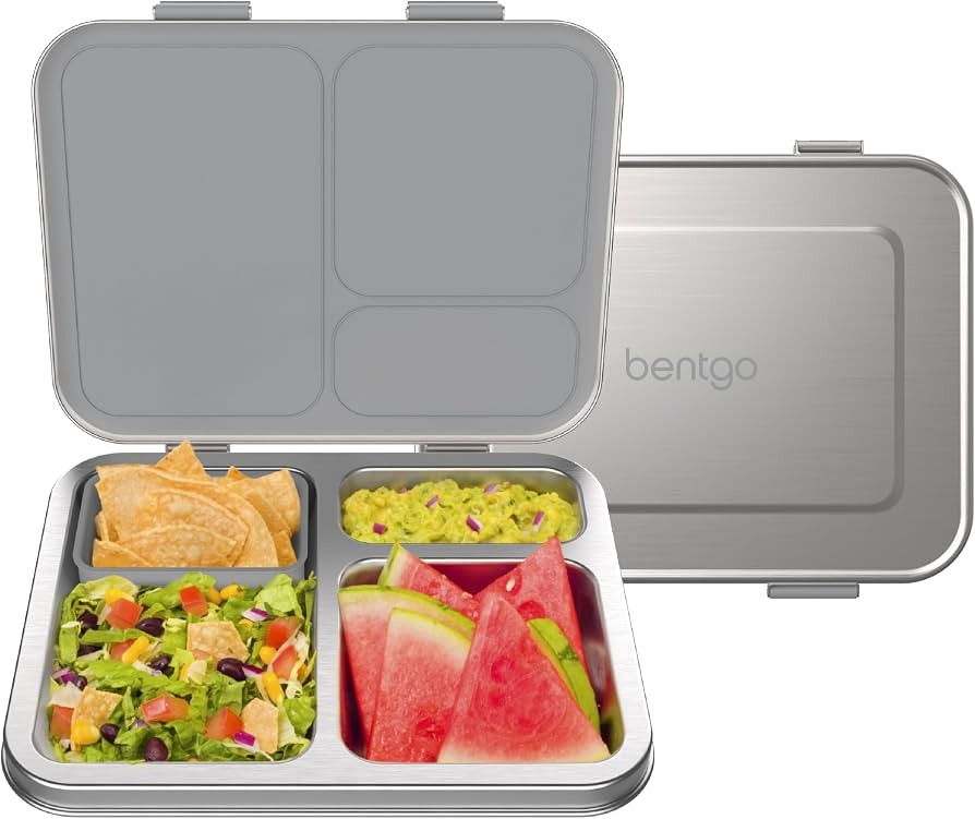 Amazon.com: Bentgo Kids Stainless Steel Leak-Resistant Lunch Box - 3-Compartments with Bonus Sili... | Amazon (US)