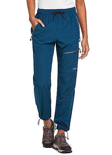 BALEAF Women's Hiking Pants Quick Dry Water Resistant Lightweight Joggers Pant for All Seasons Elastic Waist Navy Blue Size S, Capri | Amazon (US)