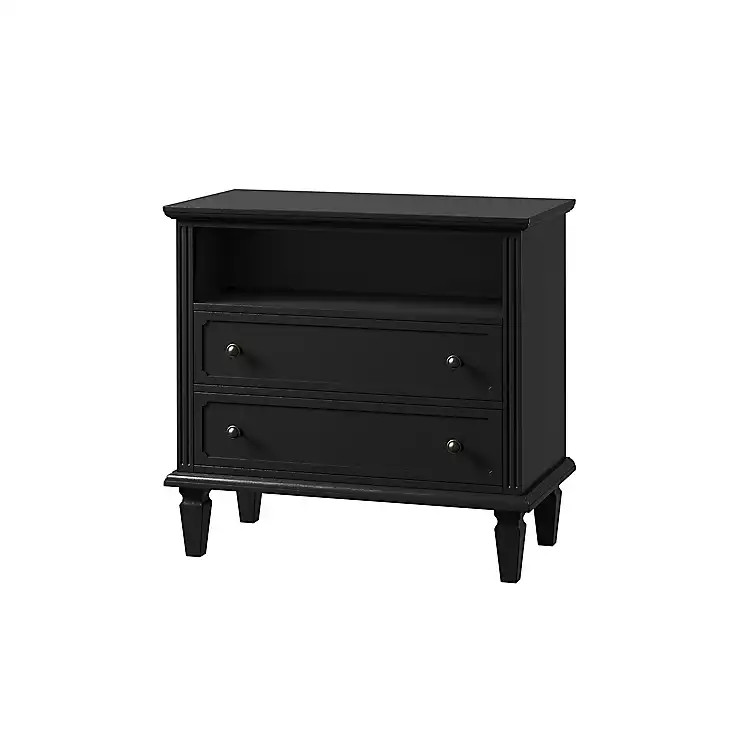 Smooth Black 2-Drawer Wood Nightstand | Kirkland's Home