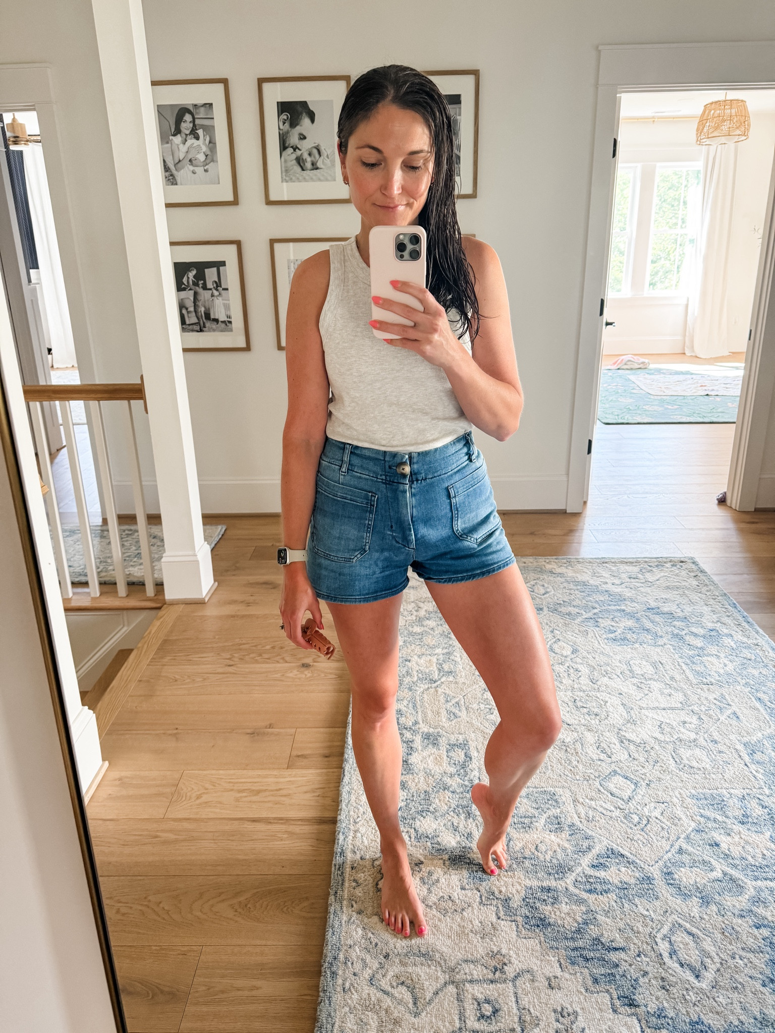 Summer casual outfit. Still love these Colette shorts from Anthro (they come in denim and other colors too) and the tank is super cute and comes in a bunch of colors.

#LTKSeasonal