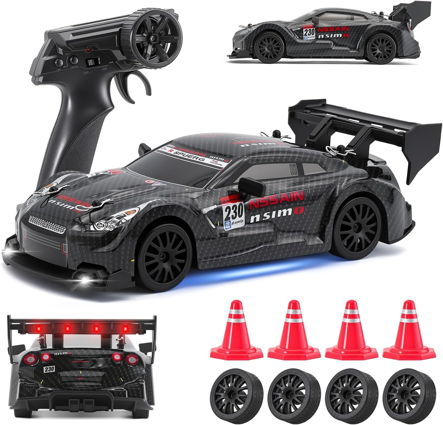 RC Drift Car, 1:24 Scale Remote Control Vehicle for Kids,2.4GHz 20KM/H 4WD High Speed RC Cars with LED Light, Two Batteries & Drifting Tires Racing Sport Toy Cars for Adults Boys Girls Kids 8601BK | Amazon (US)