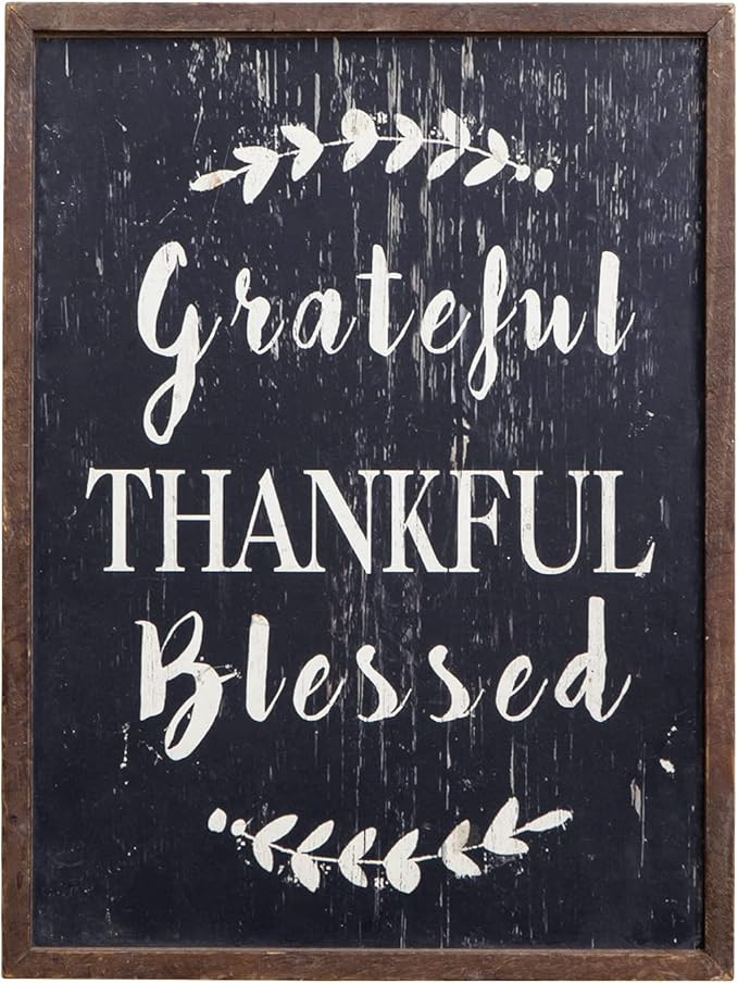 Grateful Thankful Blessed Wall Decor Large Vertical Wooden Framed Home Decor Hanging Rustic Farmh... | Amazon (US)