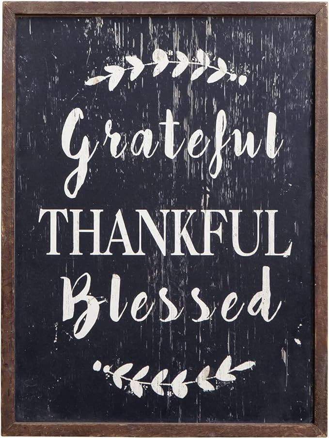 Grateful Thankful Blessed Wall Decor Large Vertical Wooden Framed Home Decor Hanging Rustic Farmh... | Amazon (US)