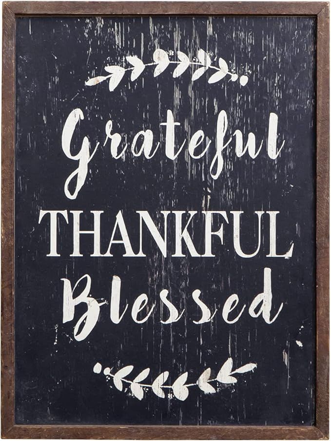 Grateful Thankful Blessed Wall Decor Large Vertical Wooden Framed Home Decor Hanging Rustic Farmh... | Amazon (US)