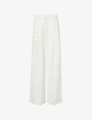 Lace Scallop Hem Wide-Leg Cotton-Blend Trousers | Selfridges