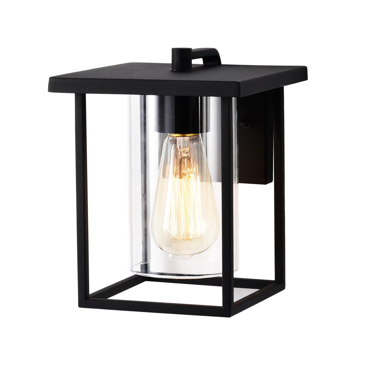 Dormer 9.25"H Square UV Resistant Black Transparent Glass Outdoor Wall Light | Wayfair North America