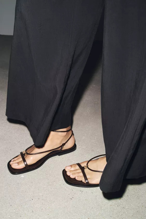 LEATHER THIN STRAP SANDALS | Zara US