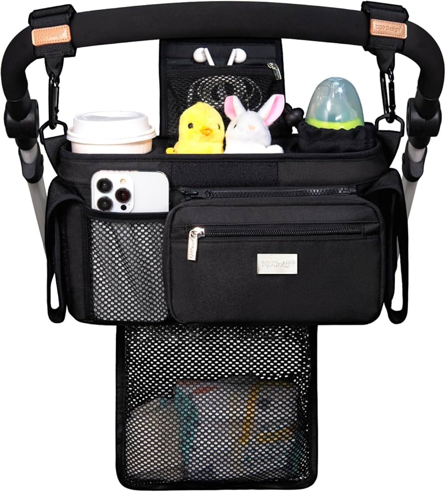 TOPDesign Universal Baby Stroller Organizer, Stroller Caddy with Detachable Mesh Bag & Heightened... | Amazon (US)