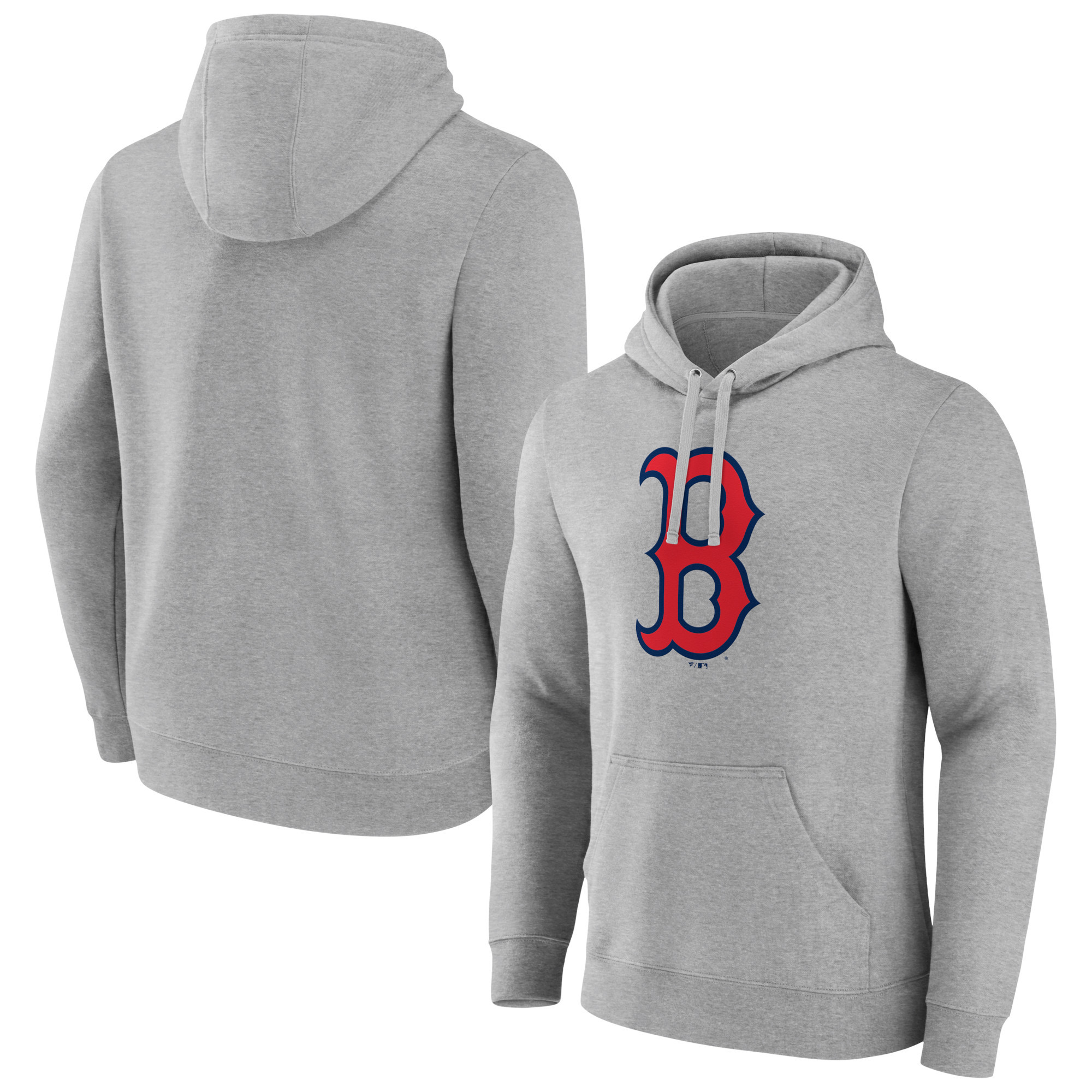 Men's Heather Gray Boston Red Sox Official Logo Fitted Pullover Hoodie | Fanatics