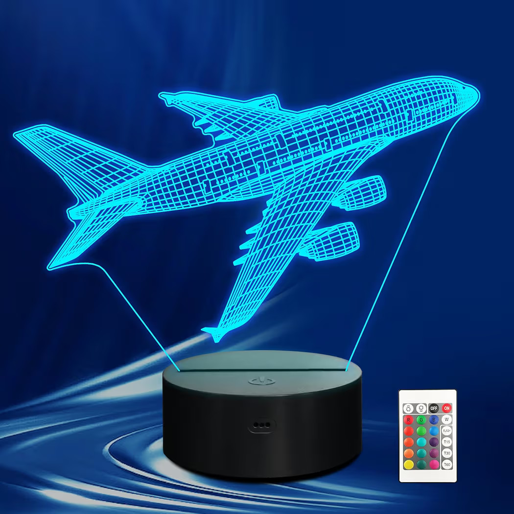Airplane Night Light, 3D LED Optical Illusion Airplane Lamp with Remote Control and Timer, Christ... | Amazon (US)