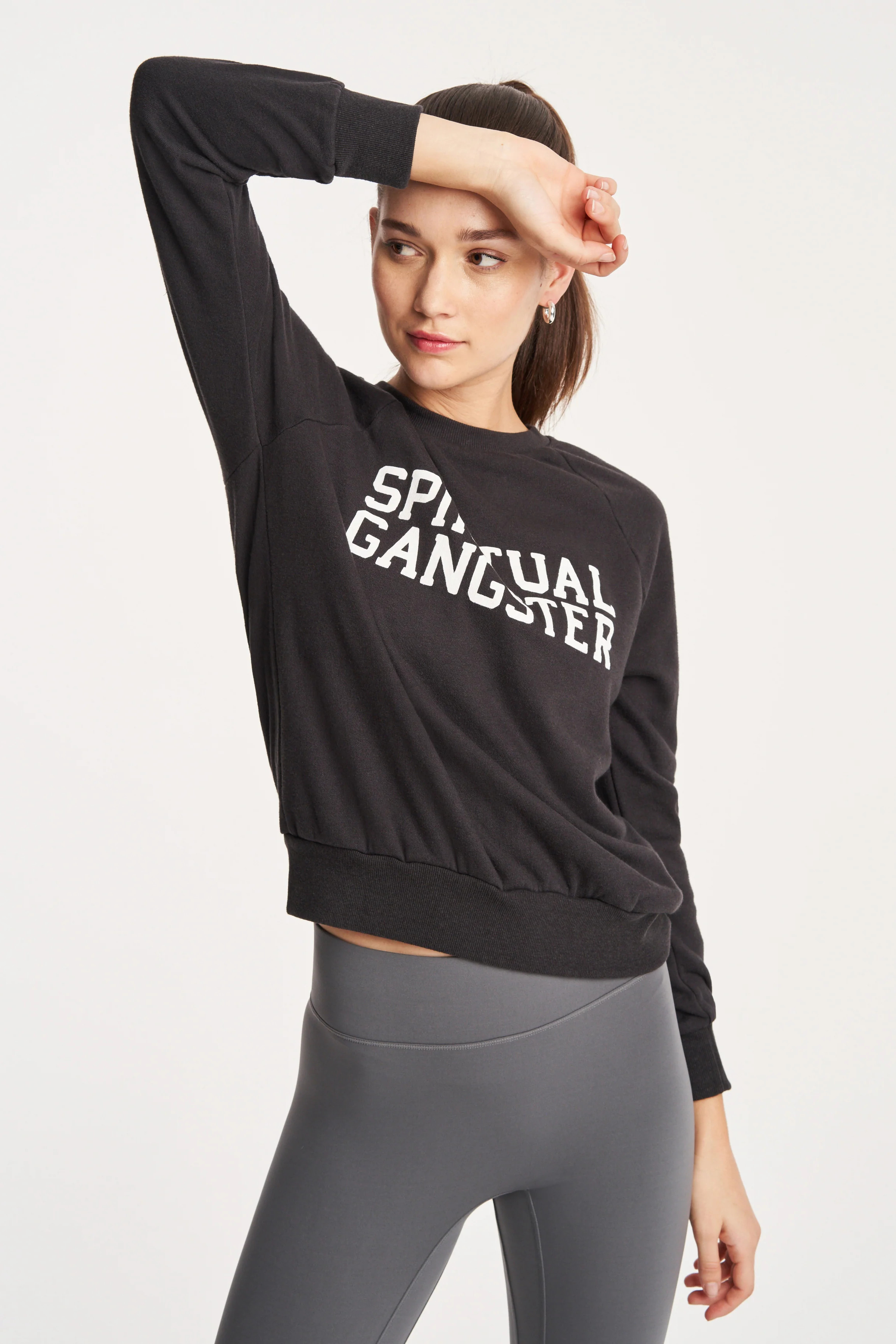 Spiritual Gangster 100% Cotton Old School Pullover in Black Size XS Bandier | Bandier