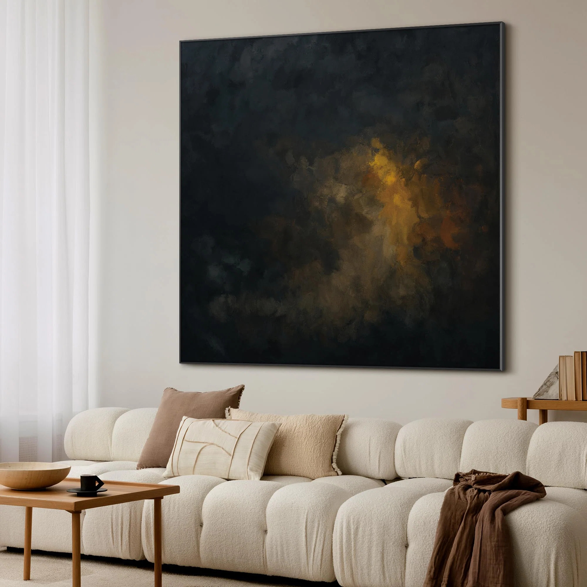 SIGNLEADER Extra Large Framed Wall Art Moody Dark Abstract Glow Print for Home Living Room Bedroo... | Wayfair North America