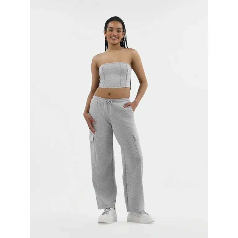 No Boundaries Tube Top and Cargo Sweatpants Set, 2-Piece, Women's | Walmart (US)