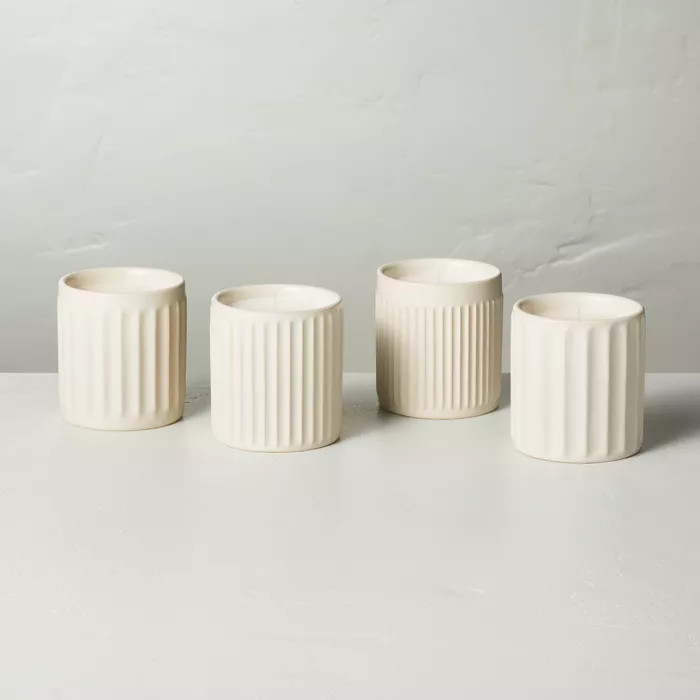 4pk Multi-Scent Fluted Ceramic Candle Set - Hearth & Hand™ with Magnolia | Target