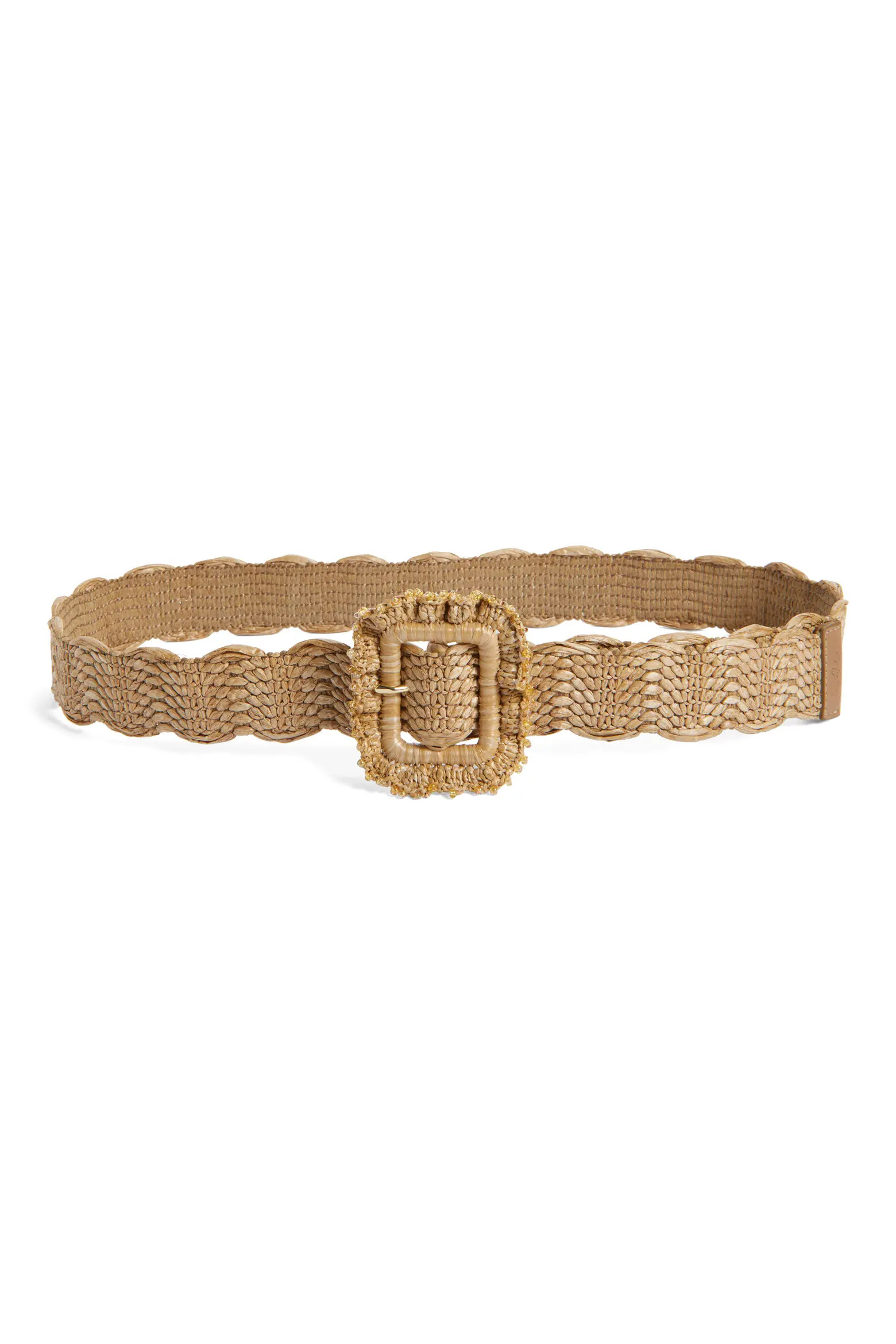 38mm Scallop Edge Raffia Woven Belt (Women) | Nordstrom | Nordstrom
